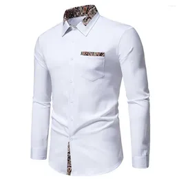 Men's Casual Shirts Collar Shirt Retro Style Spring Fall With Contrast Color Print Single-breasted Design Slim Fit Long For Formal