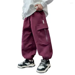 Trousers Teenage Boys Pockets Cargo Pants 2024 Spring Autumn Fashion Zipper Design Kids Sweatpants School Children Sport Running