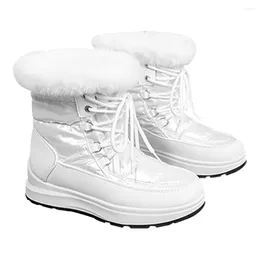 Fitness Shoes Winter Woman Warm Snow Boots Waterproof Lace-Up Thicken Plush Platform Ankle Non-Slip Comfortable Boot