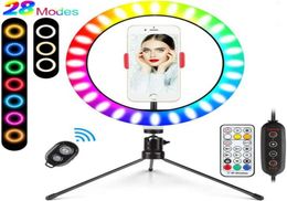 LED Colourful Dimmable Ring Light with Tripod USB Selfie Lights Lamp Big RGB Ringlight with Stand TikTok Youtube Live Broadcast 10 1995674