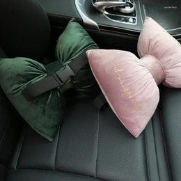 Pillow Velvet Bow Car Headrest Neck Guard Back Plush Fashion Nordic Soft Throw Office Waist Home Decorative