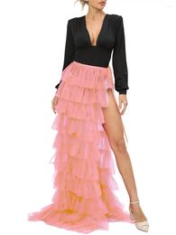 Skirts Women S Tulle Maxi Skirt Floor Length Layered Ruffled Tie Up Mesh Long Summer Party Cocktail Beach Cover Dress