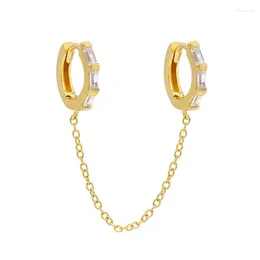 Dangle Earrings ISUEVA Gold Plated Double Hoop Tassel Chain Drop For Women Zircon Piercing Fashion Jewelry Wholesale