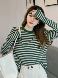 Women's T Shirts Striped Long Sleeve T-shirts Women Spring Autumn O-neck Bottoming Tops Casual All-matched Female Pullover Tees