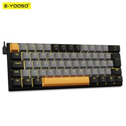 E-YOOSO Z11 USB 60% Mini Mechanical Gaming Wired Keyboard Red Switch 61 Keys Gamer for Computer PC Laptop detachable cable 240304