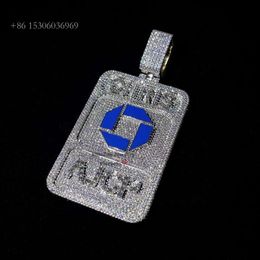 Hip Hop Iced Out Rectangle Letter Initial Name Chain Custom Made Vvs Moissanite Pendant
