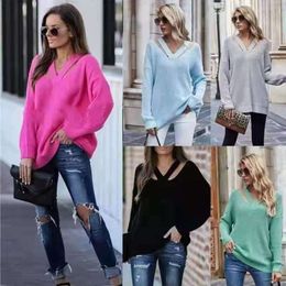 2024 New Loose and Lazy Style Long Sleeved Pullover Knitted Sweater for Women