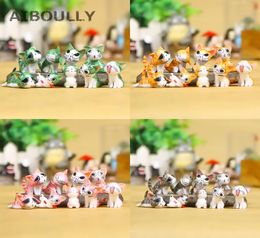 9pcs Kawaii Cheese Cats Kitty Statue Miniatures Resin Kitten Cat Figurines Mini Garden Figures Decoration for Home Kids Toys C02204333840