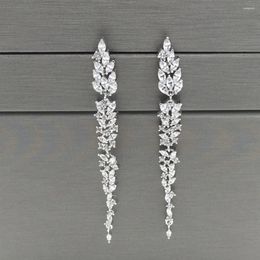 Stud Earrings Exquisite Design Leaf Ear Line Long Earring Jewellery Cubic Zironia Brincos For Women Bijoux
