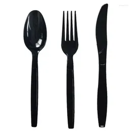Dinnerware Sets Fork And Spoon Set Cutlery Travel Kit Portable Black Tableware For Home Camping Dining Room Picnic