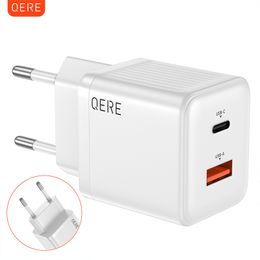 QERE 30W PD GAN PHONE Universal Adapters Eu Pluge Safe Type C USB ذكي سريع الشحن MINI