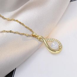 Pendant Necklaces Elegant Stainless Steel Chain Classic Water Drop Pearl Necklace For Women Lady Vintage Jewellery Party Accessories Gifts