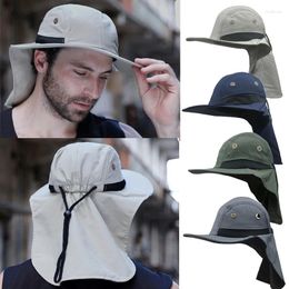 Wide Brim Hats Outdoor Unisex Sun Protect Caps Bucket Hat Solid Casual Block Quick Drying Fishing Climbing UV Protection Face Neck