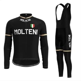 MOLTENI Team Cycling Jersey Set Autumn Clothing Long Sleeve Quick Dry Bike Clothes Bicycle Racing Suit MTB 240311