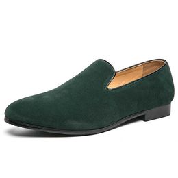 Farbe Grün HBP formelle Slip-on-Schuhe aus Wildleder ohne Markenleder, hübsche, elegante und bequeme Herren-Designer-Loafer-Schuhe