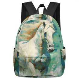 Backpack Horse Running Watercolor Ears Student School Bags Laptop Custom For Men Women Female Travel Mochila