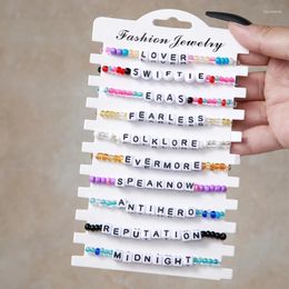 Charm Bracelets 11Pcs Adjustable Swiftie Beaded Wristband Stylish Crystal Bead Wristlet Women Girl For Music Concert