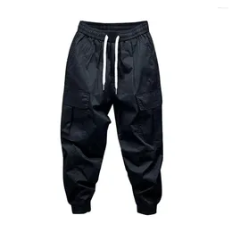 Men's Pants Multi-pocket Trousers Harem With Drawstring Waist Multiple Pockets For Outdoor Activities Comfortable Men