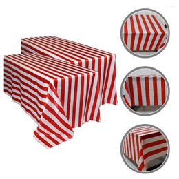 Table Cloth 2 Pcs Striped Tablecloth Waterproof Stain Resistant Indoor Party Decorative Plastic Circus