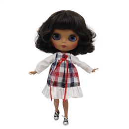 ICY Blyth doll 16 BJD 30cm doll with dark skin and short black curly hair matte face NUDE joint body BL950 240305