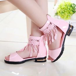 HBP Non-Brand Kids Sandals Children Girls Summer Cute Sandals Beach Princess Fashion High Heels Tassel School Shoes