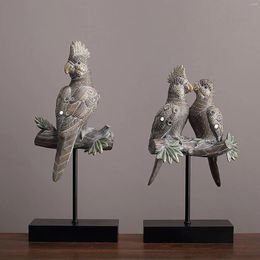 Decorative Figurines Retro Parrot Ornament Old Style Home Decor Vintage Room Decoration Archaistic Object Archaized Animal Accessories