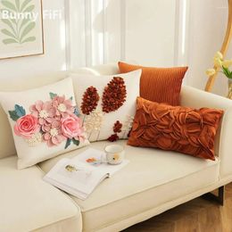 Pillow French Style Pillowcase Flower Tree Patchwork Embroidered Cover Living Room Bedroom Decorative For Sofa