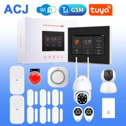Kits ACJ PG103 Tuya Wireless Security Alarms Kit for Home Safety Alarm Smart House with Smoke Sensor PIR Detectors Inoutdoor Camera