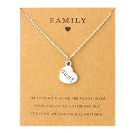 Aunt Sister Uncle Pendants Chain Necklaces Grandma Grandpa Family Mom Daughter Dad Father Brother Son Fashion Jewelry Love Gift260F