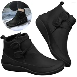 Walking Shoes Women Lace-Up Fashion Boot Mid Calf Combat Boots Cozy Warm Plush Stylish Hiking For Outdoor Activities Xmas Gift