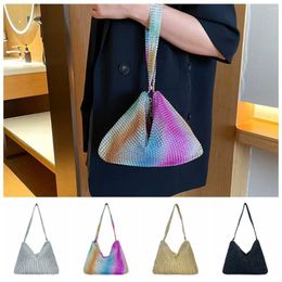 Evening Bags Colourful Rhinestone Handbag Simple Korean Style Shiny Shoulder Bag Zipper Makeup Underarm Party