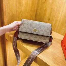 quality 2024 New trendy fashionable printed small square versatile wide strap single Handbag sale 60% Off Store Online