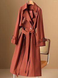 Women's Jeans Windproof Collar High-end Trench Coat Medium Length Autumn Luxury And Temperament Hawthorn Red Suit