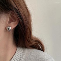 Stud Earrings MEETSOFT Trendy 925 Sterling Silver Retro Exaggerated Love Buckle For Women Cute Fine Jewellery Gift Drop