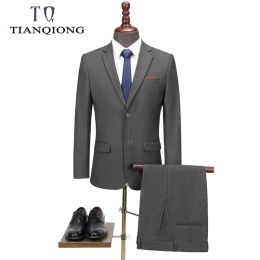Suits TIAN QIONG Men Suits 2019 Latest Coat Pant Designs Wedding Suits for Men Brand Clothing Slim Fit Black Grey Mens Formal Suit