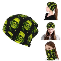 Berets Green Frankenstein Monster Skullies Beanies Caps Women Men Windproof Neck Gaiter Winter Horror Film Bandana Scarf For Cycling