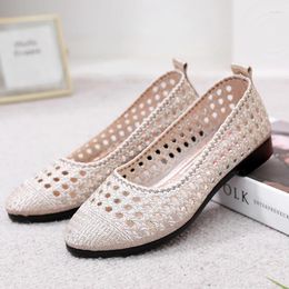 Casual Shoes Cloth Women's Hollow Out Recreational Shoe Surface Shallow Mouth Joker Mama Soft Bottom Flat Single Female