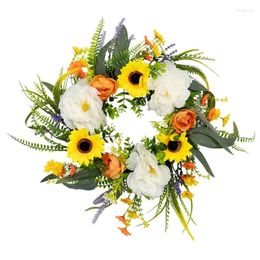 Decorative Flowers Spring And Summer Florals Wreath Realistic Colourful Garlands Artificial Peonys Easters Holiday Decorations