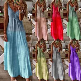 Womens Summer V-neck Sexy a Version Long Dress Loose Large Strap