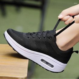 Casual Shoes Women's Breathable Knitted Thick Sole Sports Summer Daily Walking Plataforma Mujer