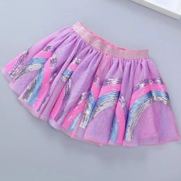 Dresses Sequin Girls Skirts Baby Clothes Rainbow Pleated Skirt Kids Princess Skirt Girls Ballet Tutu Mesh Skirt Party Children Skirts