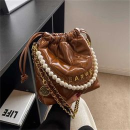 Versatile Pearl Chain Small Womens Autumn Winter New Fashionable Soft Leather Texture Handbag sale 60% Off Store Online