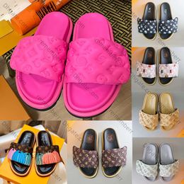 Designer-Sandalen, Pool-Pillow-Slide-Hausschuhe, Marken-Mann-Slides, schwarze Scuff-Flachsandalen, Pantoletten, Sunset, gepolsterter Vorderriemen, Mules für Damen, modische Slides, Größe einfach zu tragen: 35–45