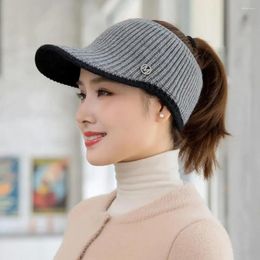 Ball Caps Knitted Hat Multi-colors Empty Top Winter Thermal Female Baseball Visor Cap