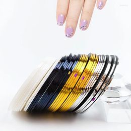 Nail Stickers 1PCS 20m Gold&Silver Thread Decor With Glue Self-Adhesive Smile Line Laser Ray Beauty Makeup Manicure Tools