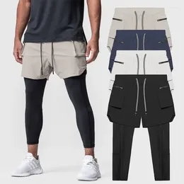 Men's Shorts 2024 Summer Men Short Pant 2-in-1 Casual Street Jogger Fitness Training Fast Dry Breathable Running Man