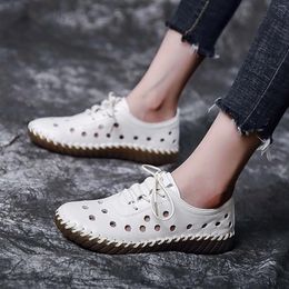 Casual Shoes Fashion Sneakers Women Platform Loafers Spring And Summer Soft Bottom Lace-Up Hollow Breathable Women'S