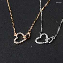 Pendant Necklaces 2024 Ladies Creative Double Heart Mosaic Set Necklace Accessories Locket Necklac For Women