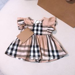 Yaz lüks çocuklar bebek kızlar elbiseler sevimli puflu manşon yüksek kaliteli% 100 pamuklu bebek elbise çocuklar kızlar tasarım elbise çocuk giyim