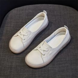 Shoes Genuine Leather Casual Shoes Women Sneakers Cowhide Solid Ballet Flats Autumn Comfortable Flat Shoes Female White Sneakers